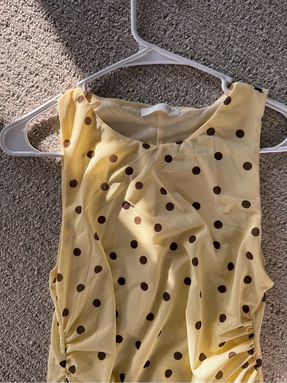 Zara Women’s Yellow and Brown Polka Dot Midi Dress - Picture 3 of 4